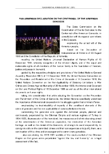 Pan-Armenian Declaration on the centennial of the Armenian Genocide