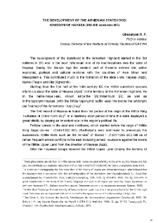 The development of the Armenian statehood: Kingdom of Hayasa (XIV-XIII centuries BC)