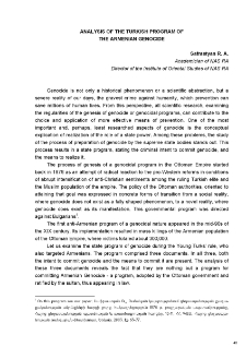 Analysis of the Turkish program of the Armenian Genocide