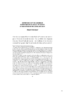 Importance of the Armenian toponyms’ ontological integrity in the system of National Security