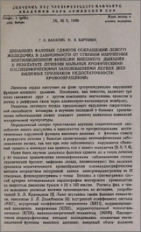 Динамика фазовых сдвигов сокращений левого желудочка в зависимости от степени нарушения вентиляционной функции внешнего дыхания в результате лечения больных хроническими неспецифическими заболеваниями легких (без видимых признаков недостаточности кровообращения)