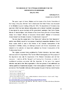 The decision of the Ottoman Government on the Deportation of Armenians (May 30, 1915)