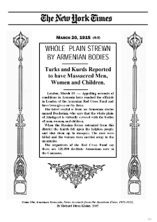 Whole Plain Strewn by Armenian Bodies (New York Times, 1915-03-20)