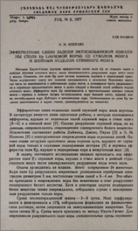 Эфферентные связи задней эктосильвиевой извилины ( поля Ер слуховой коры) со стволом мозга и шейным отделом спинного мозга