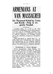 Armenians at Van massacred (The Ogden Standard, 1915-05-17)