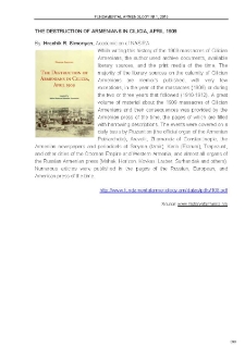 Hrachik R. Simonyan, The Destruction of Armenians in Cilicia, April 1909