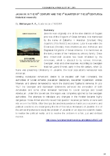 Melkonyan A. A., Javakhk in the 19th century and the 1st quarter of the 20th century (a historical research)
