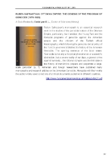 Ruben Safrastyan. Ottoman Empire: The Genesis of the Program of Genocide (1876-1920)