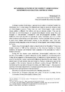 Anti-Armenian activities of the University “Armenological” departments and analitycal centres in Turkey