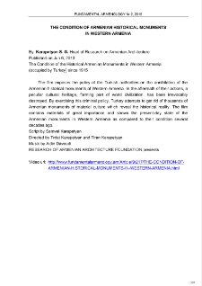The Condition of the Armenian Historical Monuments in Western Armenia