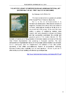 The artistic legacy of Impressionism and Armenian Pictorial Art (second half of XIX – first half of XX centuries)