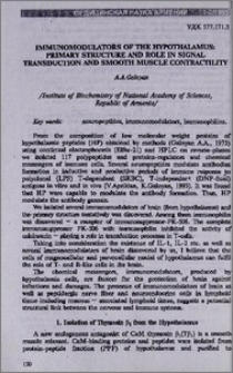 Immunomodulators of the hypothalamus primary structure and role in signal transduction and smooth muscle contractility
