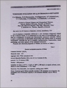 Toxicology evaluation of 2.6, 10-triamino-S-heptazine