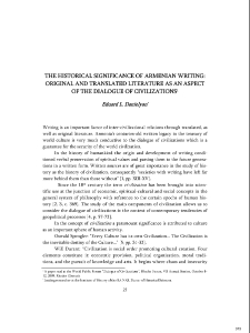 The historical significance of Armenian Writing: original and translated literature as an aspect of the dialogue of civilizations