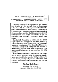 The Erzeroum massacre: Armenians slaughtered and the British Consulate stoned (New York Times)
