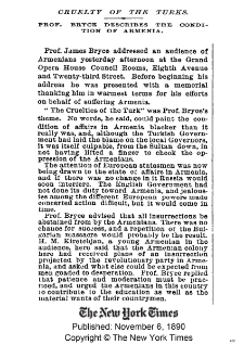 Cruelty of the Turks. Prof. Bryce describes the condition of Armenia. (New York Times)
