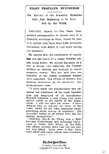Eight thousand butchered: The horrors of the Armenian Massacres only just beginning to be realized by the World (New York Times)