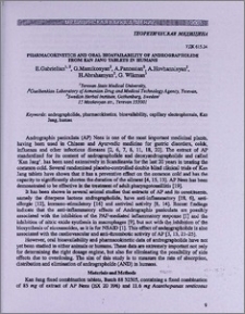 Pharmacokinetics and oral biovailability of andrographolide from Kan Jang tablets in humans