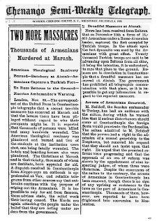Two more massacres. Thousands of Armenians murdered at Marash (The Chenango Semi-Weekly Telegraph)