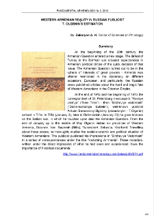 Zakaryan A. H., Western Armenian reality in Russian publicist T. Olgenin’s estimation