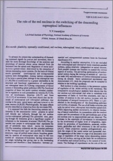 The role of the red nucleus in the switching of the descending supraspinal influences
