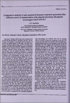 Comparative analysis of anti-amyloid β immune responses generated after different toutes of immunization with plasmid enconding Aβ-peptide immunogen fused with IL4