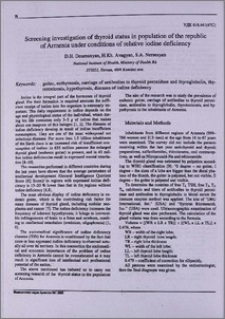 Screening investigation of thyroid status in population of the Republic of Armenia under conditions of relative iodine deficiency