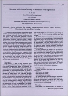 Nicotine addiction refractory to treatment own experience
