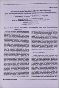 Influence farnesyltransferase inhibitor (Manumycin A) upon the changes of sulfur-containing amino acids level in brain ischemia