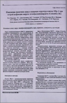 Изменение фенотипа ядер и ядерных структур клеток HEp-2 при острой инфекции вируса энцефаломиокардита (Columbia SK)