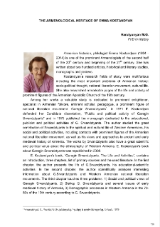 The Armenological heritage of Emma Kostandyan