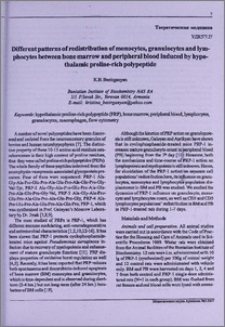 Different patterns of redistribution of monocytes, granulocytes and lympocytes between bone marrow and peripheral blood induced by hypothalamic proline-rich polypeptide