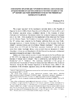 Demographic situation and toponymy in Yerevan, Nakhijevan and Artsakh Regions of Eastern Armenia in the first decades of the 19th century and their misrepresentation by the present-day Azerbaijani falsifiers