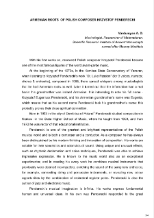 Armenian roots of Polish composer Krzystof Penderecki
