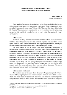 The culture of anthropogenic caves with stone doors in ancient Armenia