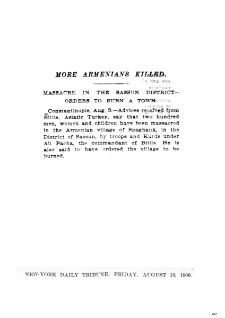 More Armenians killed (New York Daily Tribune)
