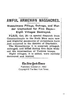 Awful Armenian Massacres (The New York Times)