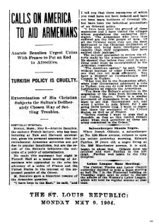 Calls on America to aid Armenians (The St. Louis Republic)