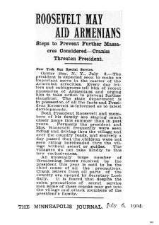 Roosevelt may aid Armenians (The Minneapolis Journal)