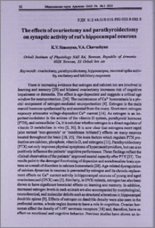 The effects of ovariectomy and parathyroidectomy on synaptic activity of rat’s hippocampal neurons