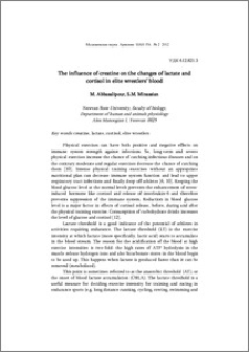The influence of creatine on the changes of lactate and cortisol in elite wrestlers’ blood
