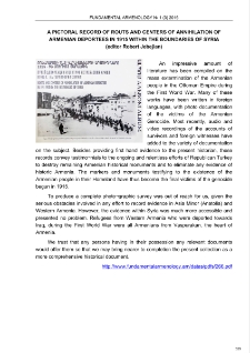 A pictoral record of routs and centers of annihilation of Armenian deportees in 1915 within the boundaries of Syria (editor Robert Jebejian)