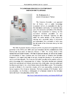 Kirakossian A. J., The Armenian Cenocide in contemporary American Encyclopedias