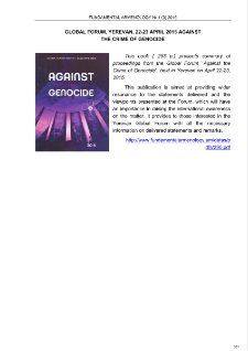 Global Forum, Yerevan, 22-23 April 2015 against the Crime of Genocide