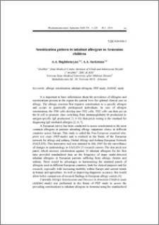 Sensitization pattern to inhalant allergens in Armenian children