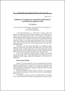 Inhibition of T lymphocytes nonspecific proliferation by myeloid derived suppressor cells
