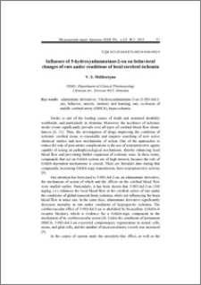 Influence of 5-hydroxyadamantane-2-on on behavioral changes of rats under conditions of local cerebral ischemia