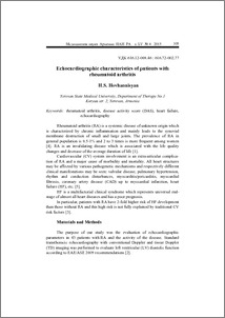 Echocardiographic characteristics of patients with rheumatoid arthritis