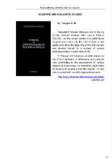Teroyan V. M., Scientific and publicistic studies