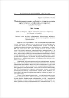 Морфофункциональные особенности развития органов кроветворения в эмбриональном периоде млекопитающих